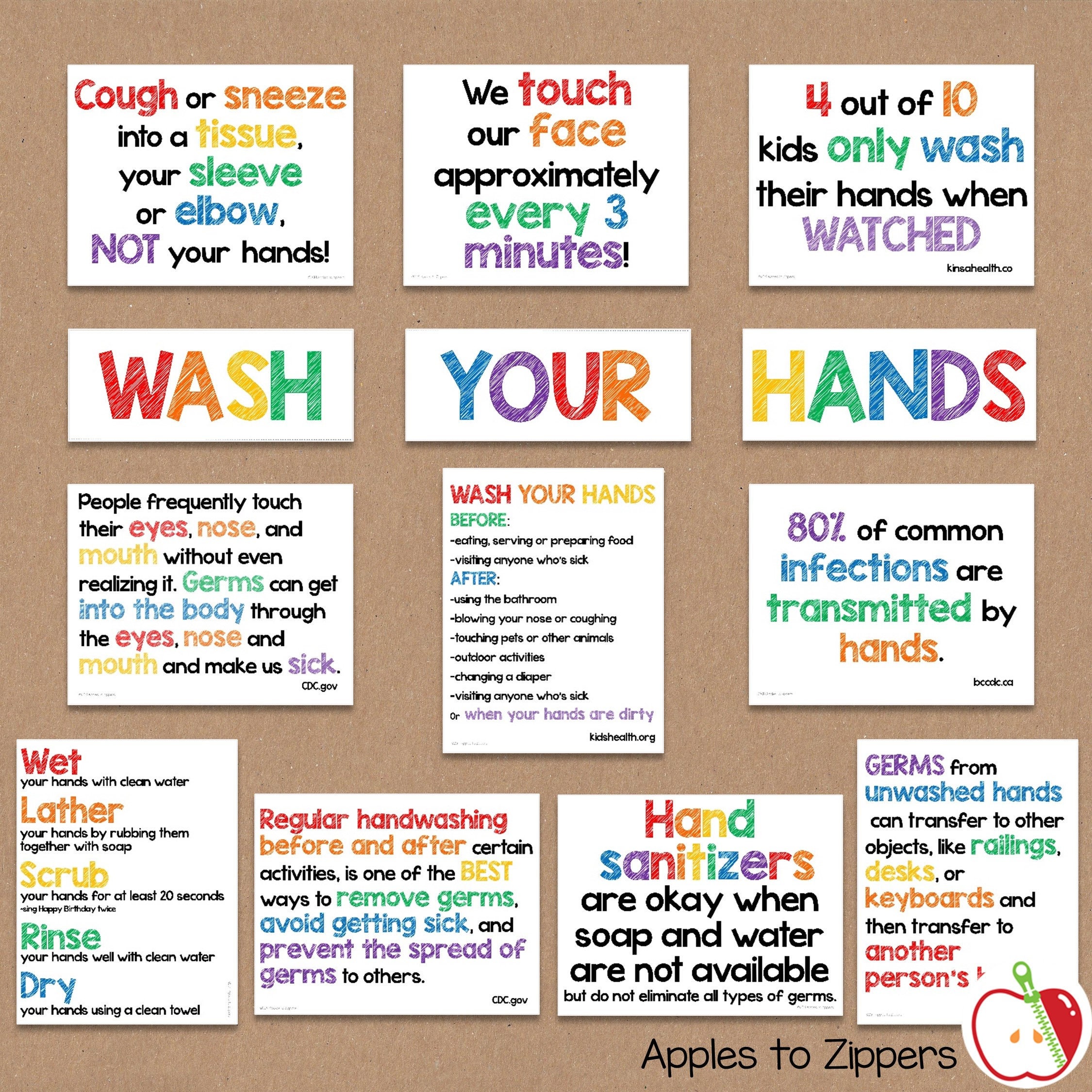 Wash Your Hands Bulletin Board Kit Etsy Canada