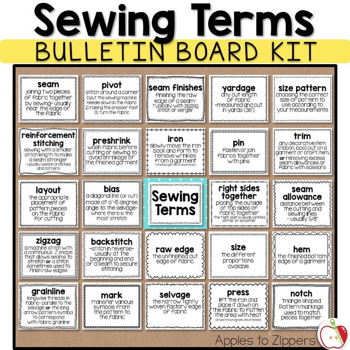 Sewing Terms Bulletin Board Kit