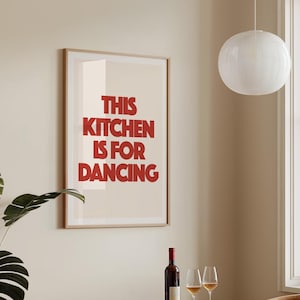 Stampa artistica estetica per la cucina, poster con danza carina, stampa murale rossa per la cucina, stampa tipografica minimalista, poster alla moda per la cucina, download digitale