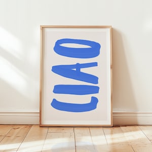 Ciao Print, Typography Poster, Italian Retro Poster ,Trendy Wall Art, Blue Art, Kitchen Wall Art, Printable Art, Digital Download