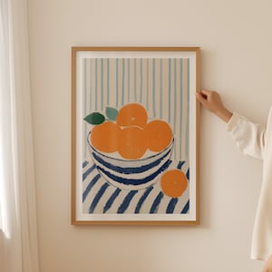 割引購入 Lemons Art Print, Lemons and Stripes Art, Modern Wall Art 版画