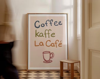 Coffee Art Print, La Cafe, Kitchen Decor (Digital Download)