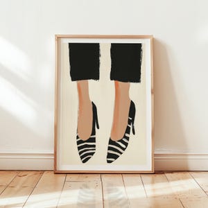 Abstract Wall Art Print Contemporary Artwork Minimalist Print Living Room Wall Art Stripe Woman Black And White Print Digital Download