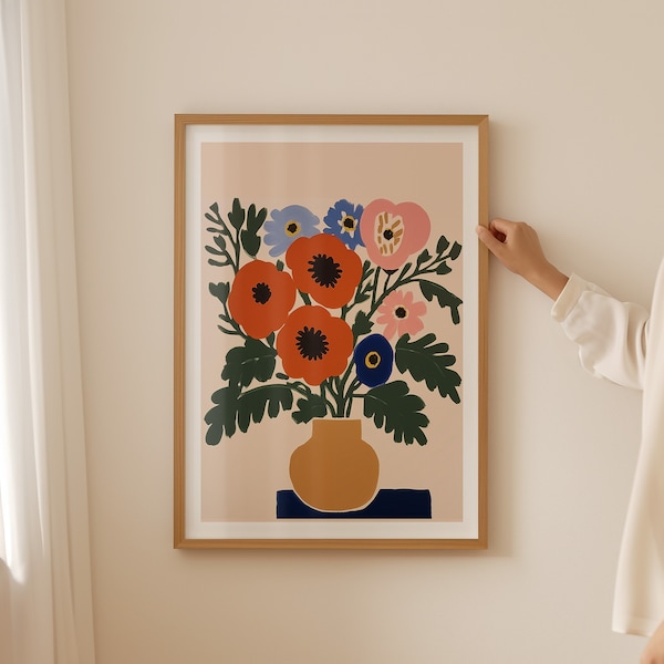 Wildflower Still Life Art Print, Kitchen Floral Poster (Digital Download)