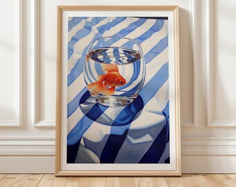 Fish in Glass Art Print, Modern Kitchen Still Life (Digital Download)
