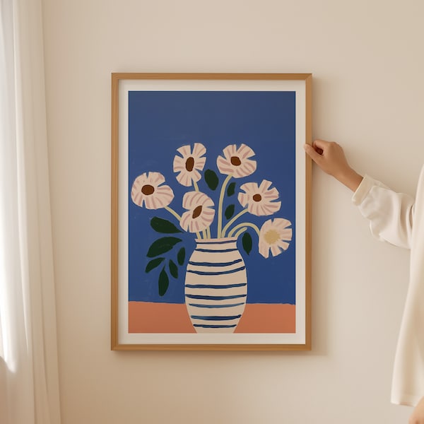 Minimalist Flower Vase Art Print, Floral Market Poster (Digital Download)