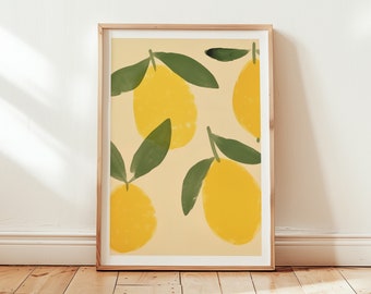 Cute and Trendy Lemon Art Print, Kitchen Wall Decor, Minimalistic
