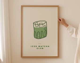 Matcha Latte Art Print, Kitchen Decor (Digital Download