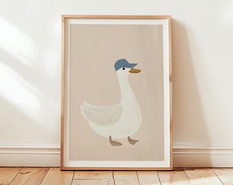 Silly Goose Art Print, Baseball Cap, Nursery Decor (Digital Download)