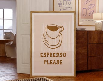 Espresso Coffee Art Print, Trendy Kitchen Decor (Digital Download)