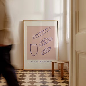 French Breakfast Art Print, Summer Wall Art, Kitchen Prints, Modern Wall Print, Home Decor, French Print, Wall Decor Inspo, Digital Download