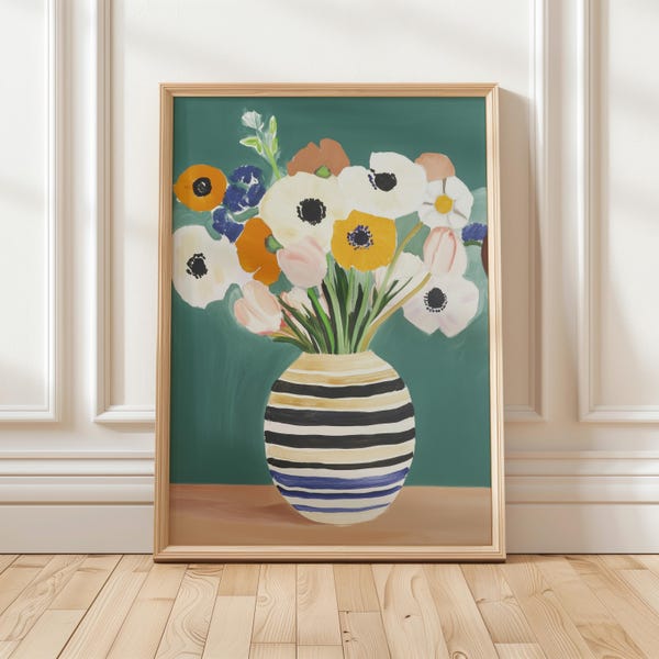 Floral Vase Art Print, Modern Farmhouse Decor (Digital Download)
