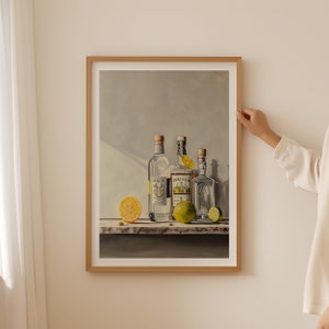 Gin And Tonic Art Print, Drink Printable Art, Gin And Lime Poster, Bar Cart Art, Liqour Poster, Digital Download