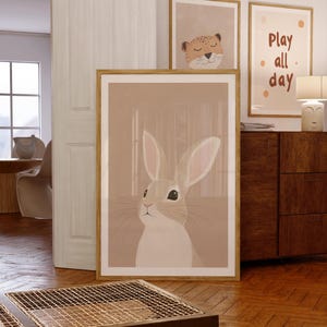 Kaninchen Kinderzimmer Wandkunst, süßes Tier Poster, Girly Wandkunst für Kinderzimmer, wunderliche Kinder Dekoration, Kinderzimmer Dekoration, digitaler Download