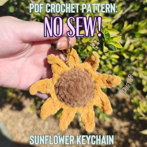 Sunflower keychain crochet pattern Beginner Friendly flower no sew pattern