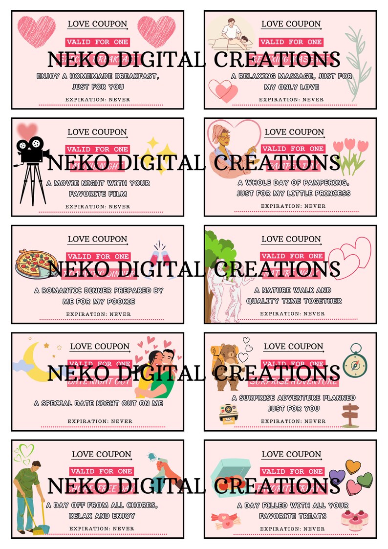 EDITABLE and PRINTABLE 2024 Love Coupons Gift for Girls Gift for Boys