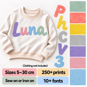 Iron On Fabric Letters and Numbers: Personalized Pastel Appliques