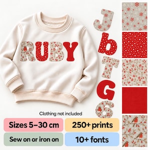 Iron On Fabric Letters and Numbers: Robin and Berry Christmas Appliques