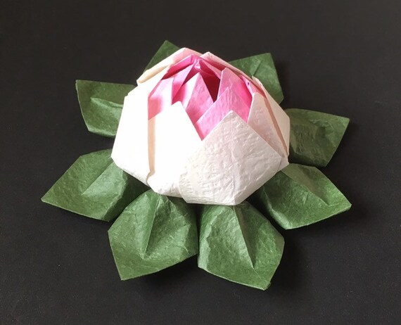 Origami Lotus Flower Pink And White Japanese Special Momigami Anniversary Hostess Gift Birthday Gift Table Decor Get Well