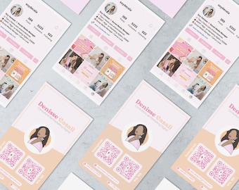 Editable Pink Business Card Template | Canva Printable | Girly Digital Business Card for Small Business Owners | Aesthetic Branding Kit