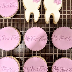 Made to Order Personalized  Fondant Sugar Cookies (Tooth Shape or My First Tooth)