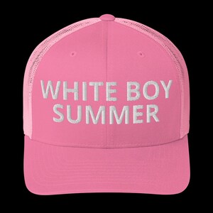 White Boy Summer Trucker Hat – Pink Mesh Cap, Funny Retro Summer Hat,