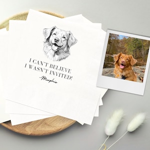 Custom Pet Cocktail Napkins Dog Wedding Napkins Personalized Dog Wedding Napkins Custom Cat Napkins Customized Pet Portrait Bridal Shower