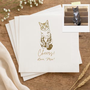 Custom Gold Foil Pet Napkins | Dog Cat Face Wedding Cocktail Napkins | Personalized Bar Decor, Party Favors, Reception, Bridal Shower