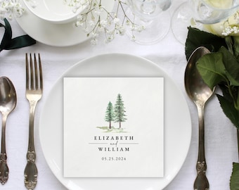 Personalized Greenery Wedding Napkins: Custom Printed Bridal Shower Decor