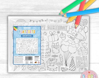 Sets de table à colorier « Anniversaire » - 12 pièces
