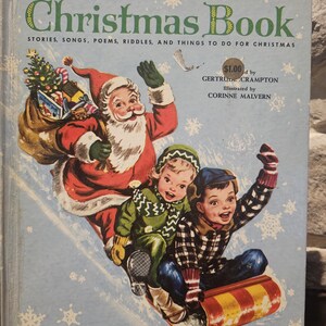 Rare Vtg 1955 Golden Christmas Book Stories Songs Poems Riddles and