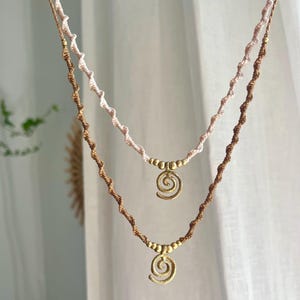 Collana di perle | Collana di perle | Boho | Macramè | Vintage | Hippie | Collana Macramè | Spirale | Sole