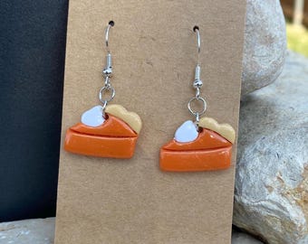 Pumpkin Pie, Dangle, Clay Earrings Polymer, Thanksgiving, Fall
