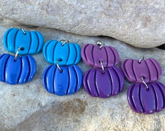 Fall Pumpkins, Clay Earrings Polymer, Dangle, Multiple Colors