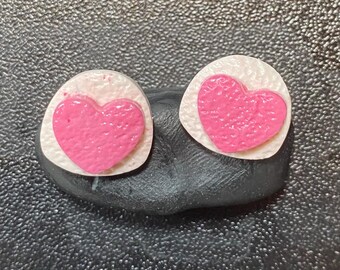 Pink Heart Stud Earrings, Minimal Heart Earrings, Cute Everyday Jewelry, Dainty Romantic Earrings, Handmade Clay Gift for Her