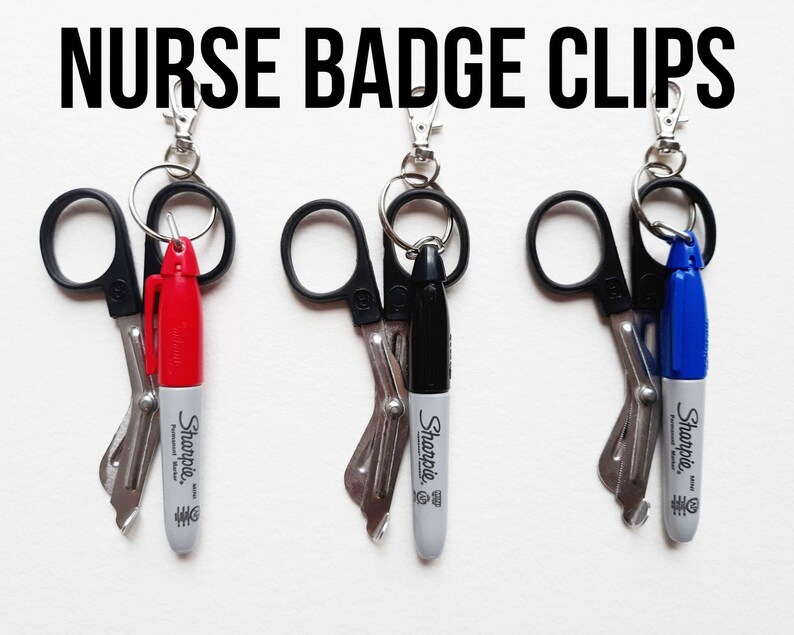 Nurse Badge Clip with Scissors and Mini Sharpie for Badge Reel Etsy