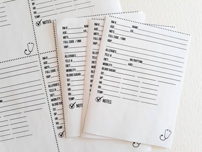 Pocket Report Sheet RN Registered Nurse Report Sheet Nurse Etsy