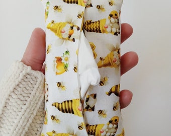 Travel Tissue Holder || Honeybee Gnome Print || Purse Tissue Holder || Travel Kleenex Holder || Purse Kleenex Holder