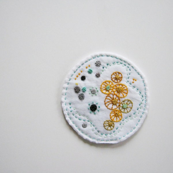 Hand Embroidered Mini Art Quilt - Petri Dish
