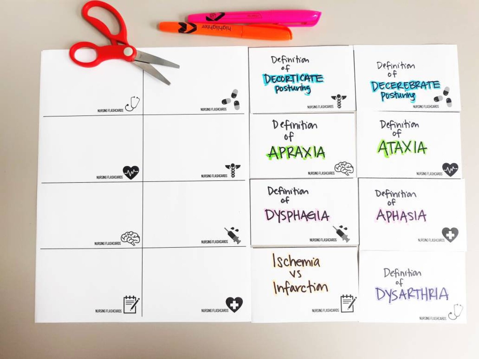 Nursing School Flashcard Template Nursing Student Flashcards Etsy