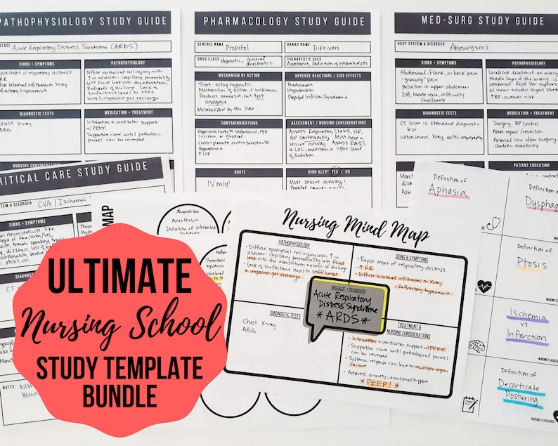 Ultimate Nursing School Study Template PRINTABLE Bundle | Etsy