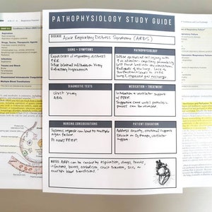 Pathophysiology Nursing Student Study Guide Template, Nursing School Review Sheet, Disease Process, MedSurg, Critical Care, Study Guide image 5