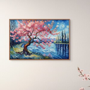 Cherry Blossom Tree Art Print: Oil Painting Style (Digital Download)