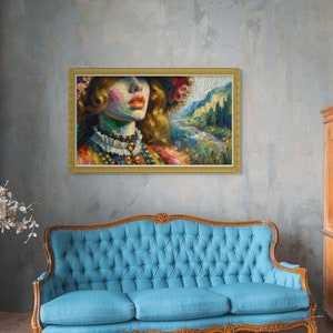 Colorful Woman Portrait Art Print: Modern Abstract Home Decor (Digital Download)