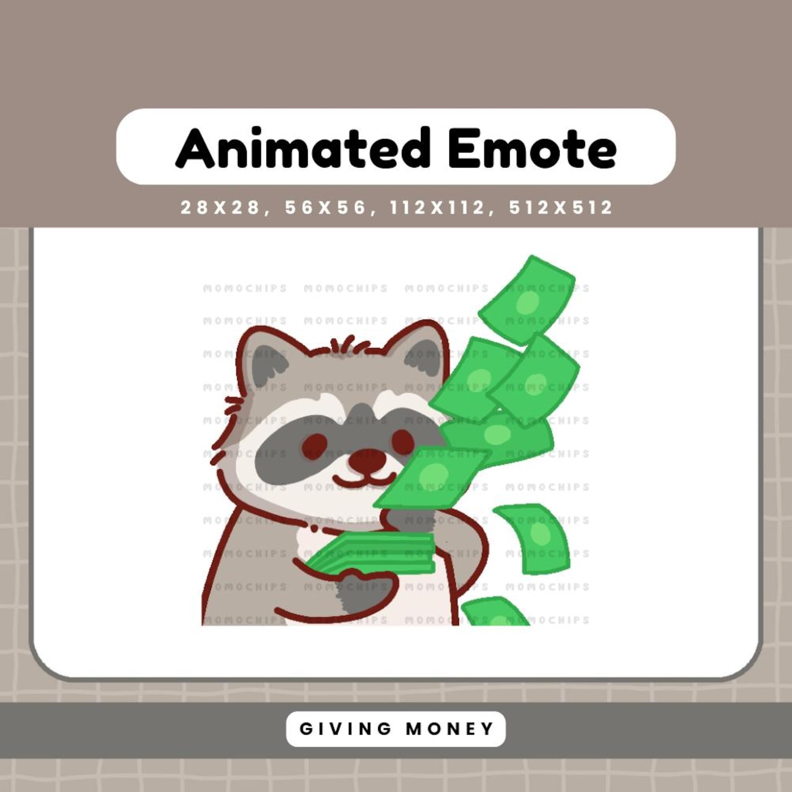 Raccoon Twitch Emotes Animated, Rich Racoon Money Emote for Streamer ...