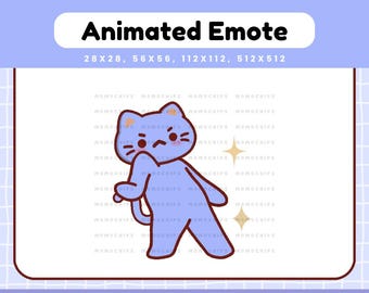 Animated Dancing Emote Cat Blue, Twitch Kitten Dance Flirty Streaming Vibe Chat