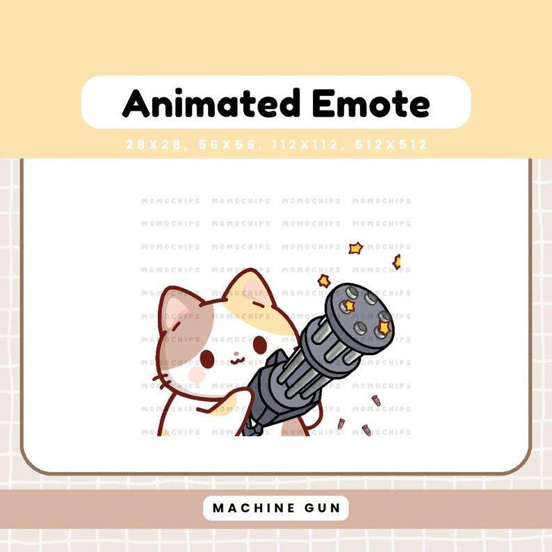 Animated Calico Cat Shooting Emote, Twitch Emotes Machine Gun Streamer ...