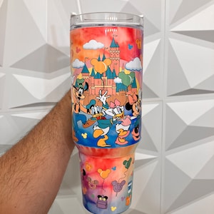 Customized  40 oz tumbler dupe inspired by magic castle best friends Magic Mouse the dye