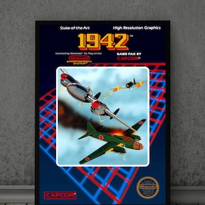 Framed 8.5x11 1942 Battle of Midway Vintage NES Art Vintage Nintendo Wall Decor Gamers Collectors, RPG, Snes, Retro print Retro Gaming Print