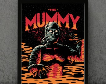 Framed 8.5x11 Mummy Print - 1974 Famous Monsters of Filmland - Retro Horror Wall Art - Halloween Decor - Monster Poster